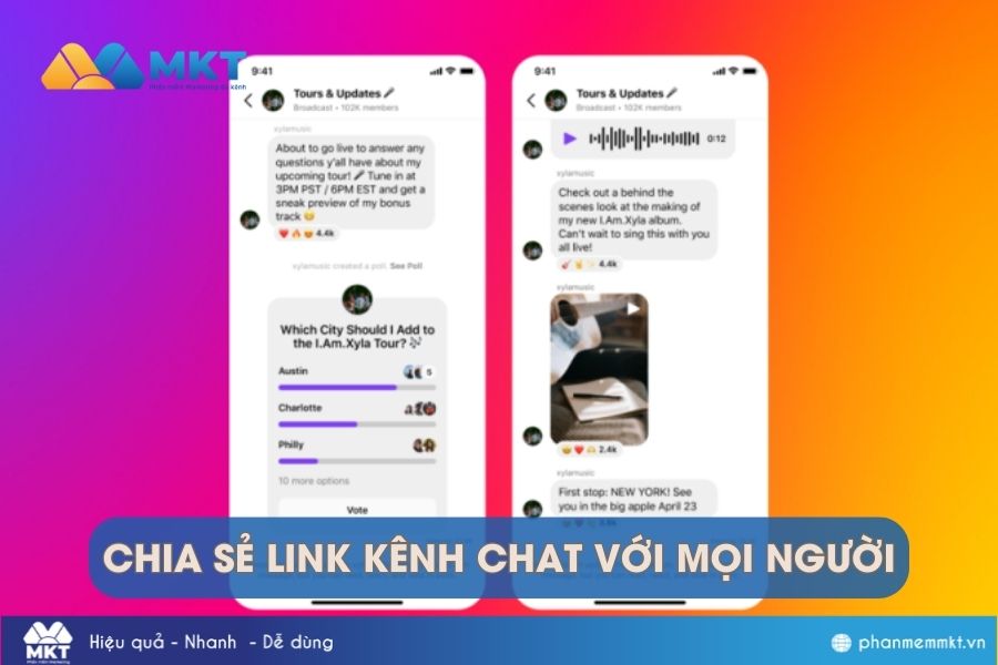 Chia sẻ link kênh với mọi người
